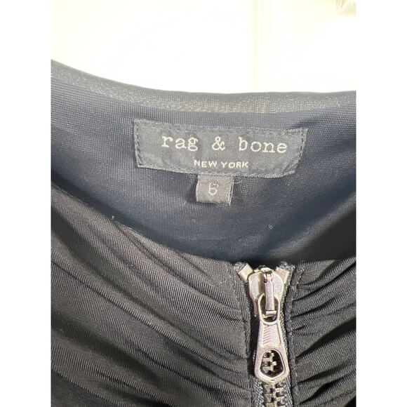 Rag & Bone Dress Front Ruched Zipper Long Sleeve Black Mini Short Cocktail - Picture 4 of 8